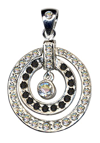 KETTENANHÄNGER/Echt Silber 925 mit Zirkonia/Art Deco Design/Steinarbe: klar Weiss schwarz/modern extravagant/Online Shop Schmuck kaufen / 51022 von Anhänger 925 Silber