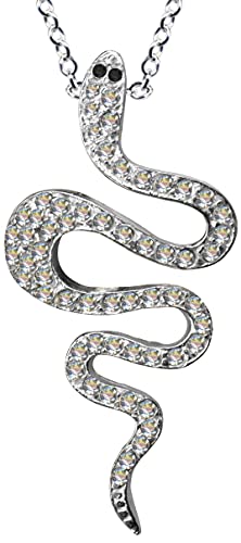 Kette + Anhänger Schlange Cobra Snake Collier Reptil Tier Vper Kobra Natter Echt Sterling 925 Silber Zirkonia Kettenanhänger Liebe Weiss extravagant neu klar schön 54071 von Anhänger 925 Silber