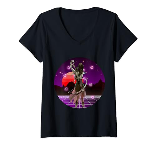 Damen Süße Anime Manga Mädchen T-Shirt mit V-Ausschnitt von Anime Manga Geschenk Designs