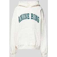 Anine Bing Oversized Hoodie mit Label-Detail in Ecru, Größe L von Anine Bing