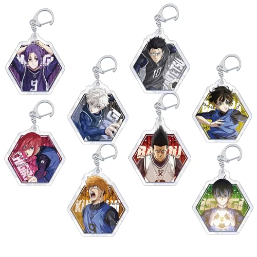 Acryl Schlüsselanhänger Anime Blue Lock Keychain Anhänger Cartoon Charakter 8 teile/satz Schlüsselanhänger Tasche Zubehör Hängende Ornament Auto Schlüsselanhänger, 8 Stück., 6 cm von Anjinguang