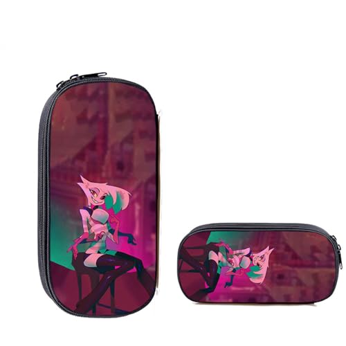 Anime Hazbin Hotel Federmäppchen Alastor Angel Dust Charlie Tasche Große Kapazität Cartoon Federmäppchen Schreibwaren Organizer Box für Mädchen Jungen Schule Studenten, Typ 12, 21.5*5.5*10cm von Anjinguang