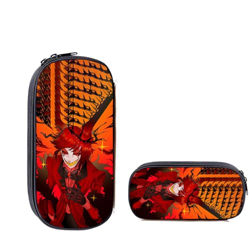 Anime Hazbin Hotel Federmäppchen Alastor Angel Dust Charlie Tasche Große Kapazität Cartoon Federmäppchen Schreibwaren Organizer Box für Mädchen Jungen Schule Studenten, Typ 13, 21.5*5.5*10cm von Anjinguang