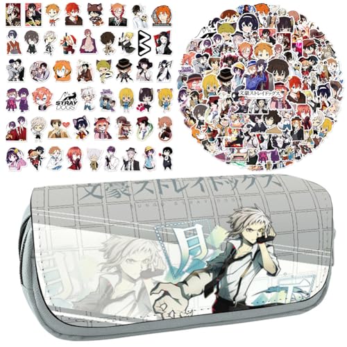 Anjinguang Federmäppchen-Aufkleber für Jungen und Mädchen, Bungo Stray Dogs, 100 Stück, Dazai, Osamu, Nakahara, Chuuya, Anime, Schreibwaren, Schüler-Stifttasche, Typ 1, 20*9*6.5cm von Anjinguang