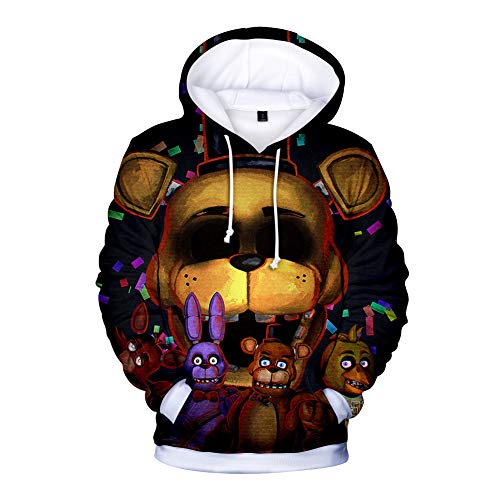 Five Nights at Freddy's Hoodies, 3D gedruckte Unisex FNAF Sweatshirts Erwachsene Kinder Crazy Games Pullover Herren Damen Sport Streetwear Oberbekleidung Comic Print Kordelzug Jacke Outfit von Anjinguang