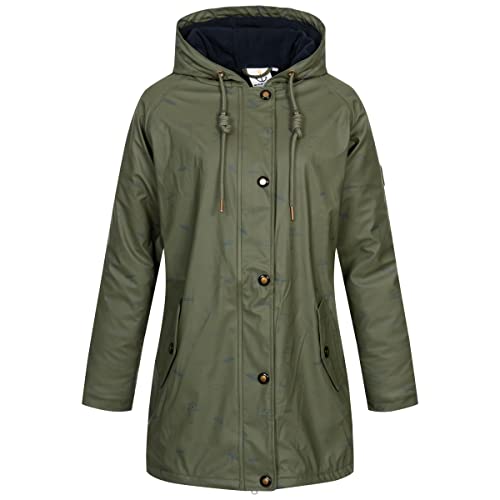 Ankerglut Damen Friesennerz Regenmantel Kapuze Gefüttert Wasserdicht Wetterfest Übergangsjacke #ankerglutmeer Regenjacke, Olive, 48 Ankerglut Damen Friesennerz Regenmantel Kapuze Gefüttert Wasserdicht Wetterfest Übergangsjacke #ankerglutmeer Regenjacke, Olive, 48 von Ankerglut