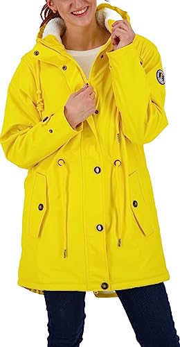 Ankerglut Damen Friesennerz Regenmantel Kapuze Wasserdicht Wetterfest Windbreaker mit Teddyfleece Regenjacke, Yellow, 36 Ankerglut Damen Friesennerz Regenmantel Kapuze Wasserdicht Wetterfest Windbreaker mit Teddyfleece Regenjacke, Yellow, 36 von Ankerglut