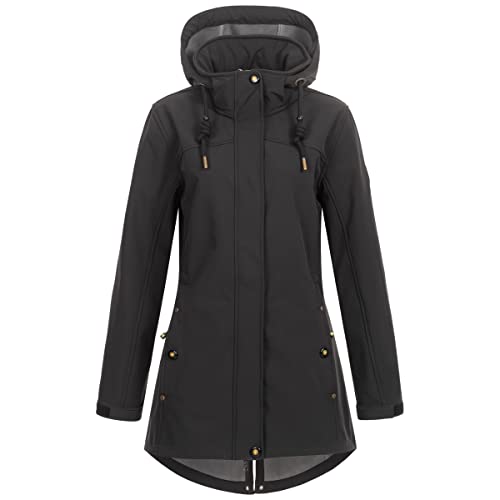 Ankerglut Damen Women's Coat Short Coat With Hood Lined Jacket Transition Jacket #Anker Glutbree Softshelljacke, Schwarz, 48 EU von Ankerglut