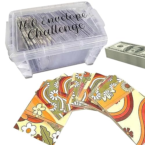100-Tage-Umschlag-Challenge-Kit - Sparen Sie Geld-Challenge 100 Tage - Das Budgetplanungshandbuch hilft Kindern, das Sparen zu lernen, und die Aufbewahrungsbox ist ideal für Auto-, Anloximt von Anloximt