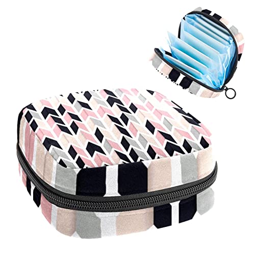 Anna Cowper Geometrie rosa Damenbinde Aufbewahrungstasche Feminine Menstruationstasse Beutel Stillpad Halter Tampon Taschen Tragbare Periode Tasche für Frauen Teenager Mädchen 1 Stück von Anna Cowper