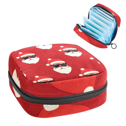 Aufbewahrungstasche für Damenbinden, Periodenbeutel für Schule, Teenager, Mädchen, Weihnachtsmann-Sonnenbrille, tragbare Perioden-Tasche mit Reißverschluss, Damenbinden-Tasche, Tamponhalter für Aufbewahrungstasche für Damenbinden, Periodenbeutel für Schule, Teenager, Mädchen, Weihnachtsmann-Sonnenbrille, tragbare Perioden-Tasche mit Reißverschluss, Damenbinden-Tasche, Tamponhalter für von Anna Cowper