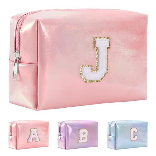 Anntry A-Z personalisierter Anfangsbuchstaben-Make-up-Taschen-Organizer,wasserdichte Kosmetiktasche aus PU-Leder, tragbare Reise-Kulturtasche, Mädchen, Frauen,Freundin, Mutter von Anntry