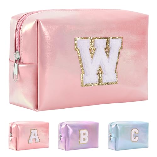 Anntry A-Z personalisierter Anfangsbuchstaben-Make-up-Taschen-Organizer,wasserdichte Kosmetiktasche aus PU-Leder, tragbare Reise-Kulturtasche, Mädchen, Frauen,Freundin, Mutter von Anntry