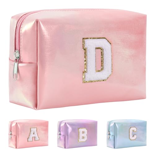 Anntry A-Z personalisierter Anfangsbuchstaben-Make-up-Taschen-Organizer,wasserdichte Kosmetiktasche aus PU-Leder, tragbare Reise-Kulturtasche, Mädchen, Frauen,Freundin, Mutter von Anntry