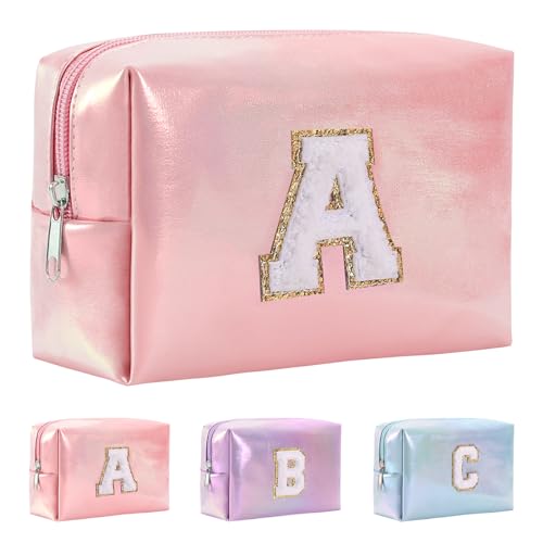 Anntry A-Z personalisierter Anfangsbuchstaben-Make-up-Taschen-Organizer,wasserdichte Kosmetiktasche aus PU-Leder, tragbare Reise-Kulturtasche, Mädchen, Frauen,Freundin, Mutter von Anntry