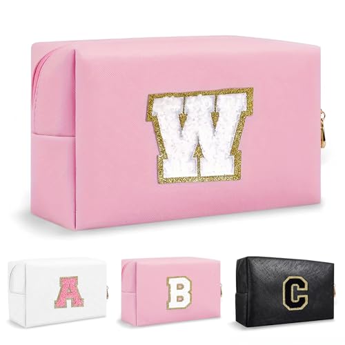 Anntry Make-up-Taschen,personalisierte Initialen-Taschen mit Reißverschluss, wasserdichte Kosmetiktasche aus PU-Leder, Geburtstagsgeschenk für Tochter, Adrette Dinge für Teenager-Mädchen (A-Z) von Anntry