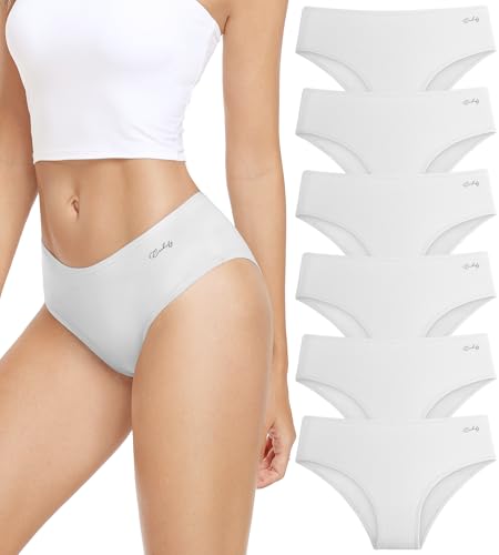 anqier Unterhosen Damen, 6er Pack Baumwolle Pantys Atmungsaktiv Slips Damen Bequeme Hipster Frauen Unterwäsche von anqier