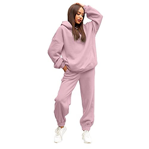 Ansenesna Jogginganzug Damen Hoodie Mit Kapuze Elegant Trainingsanzug Frauen Oversize Hosenanzug Jogging Zweiteilig Freizeitanzug 2 Teilig Hausanzug Langarm Hoodie und Jogginghose mit Bündchen von Ansenesna