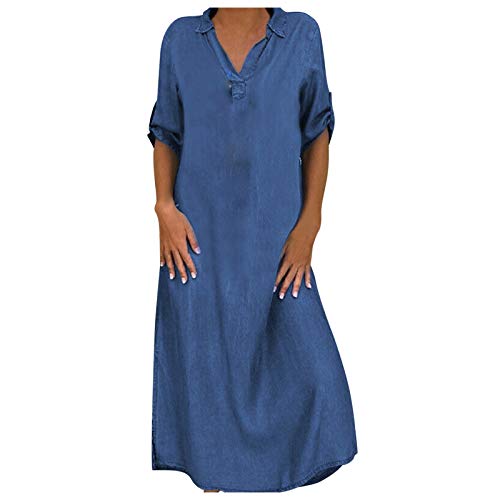Ansenesna Kaftan Damen Jeanskleid V Ausschnitt Maxikleider Sommer Damen Maxikleid mit Ärmel Leichte Sommerkleider Frauen Lang Kleid Mit Schlitz Sommerkleid Frauen Kurzarm Luftige Damenkleider Ansenesna Kaftan Damen Jeanskleid V Ausschnitt Maxikleider Sommer Damen Maxikleid mit Ärmel Leichte Sommerkleider Frauen Lang Kleid Mit Schlitz Sommerkleid Frauen Kurzarm Luftige Damenkleider von Ansenesna