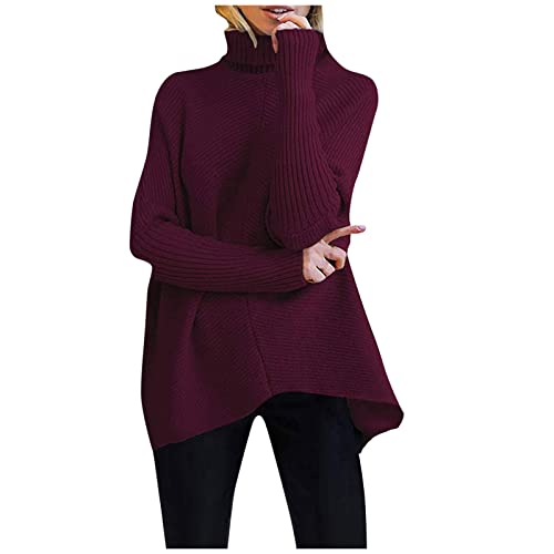 Ansenesna Rollkragenpullover Damen Lang Strick Pullover Frauen Winter Warm Rollkragen Pulli Feinstrick Rollkragenpullover von Ansenesna