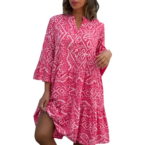 Ansenesna Tunika Kleid Damen Sommer Kurz Musselin Blusenkleid Damen Elegant Dreiviertelarm Sommerkleid mit Knopfleiste Volant Sommerkleider Damen Leicht Und Luftig V Ausschnitt Volantkleider Ansenesna Tunika Kleid Damen Sommer Kurz Musselin Blusenkleid Damen Elegant Dreiviertelarm Sommerkleid mit Knopfleiste Volant Sommerkleider Damen Leicht Und Luftig V Ausschnitt Volantkleider von Ansenesna