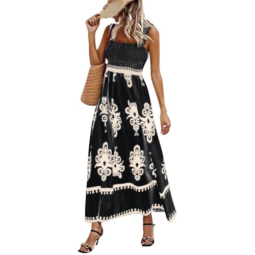 Boho Kleid Damen Lang Spaghettiträger Sommerkleid Damen Elegant Vintage Gesmoktes Kleider A Linie Rückenfrei Strandkleid Leicht Und Luftig Maxikleider Frauen Tailliert Trägerkleid Boho Kleid Damen Lang Spaghettiträger Sommerkleid Damen Elegant Vintage Gesmoktes Kleider A Linie Rückenfrei Strandkleid Leicht Und Luftig Maxikleider Frauen Tailliert Trägerkleid von Ansenesna