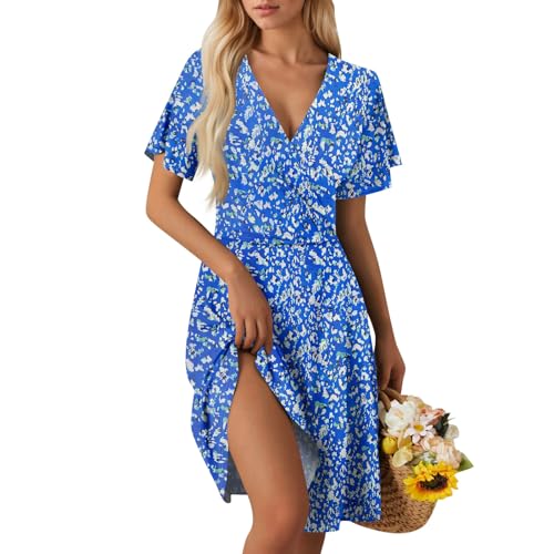 Sommerkleid Damen Kurz Elegant Curvy Kleid Damen Sommer Blumen A Linie Strandkleid Leicht Und Luftig Kleider Frauen V Ausschnitt Wickelkleid Tailliert Blumenkleid Geblümt Damenkleider Sommerkleid Damen Kurz Elegant Curvy Kleid Damen Sommer Blumen A Linie Strandkleid Leicht Und Luftig Kleider Frauen V Ausschnitt Wickelkleid Tailliert Blumenkleid Geblümt Damenkleider von Ansenesna