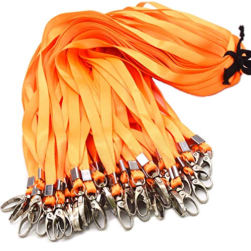 50 Stück 45 cm orange Bulk-Verbindungsmittel für Erkennungszeichen, Nylonhalsflach-Abzugslenker-Schwenkclips, dauerhaft gewebte Schlüsselbänder mit Clip für Schlüsselketten von Antspirit