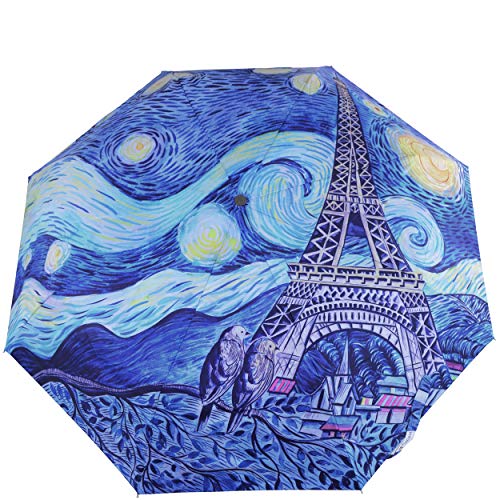 Anuschka Regenschirm, automatisches Öffnen/Schließen, UPF 50+, maximaler Sonnenschutz, wasserdicht, passt in die Handtasche, 96,5 cm Gr. Einheitsgröße, Liebe in Paris von Anuschka