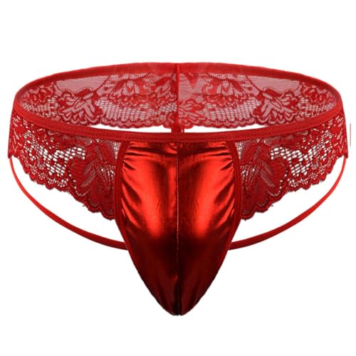 Anzhee Jockstrap Spitze String Tanga für Herren sexy Sissy Pouch Slips Unterwäsche Männer Thong Sport G-String Sportunterwäsche mit Strumpfband Einheitsgröße 1 Stück von Anzhee