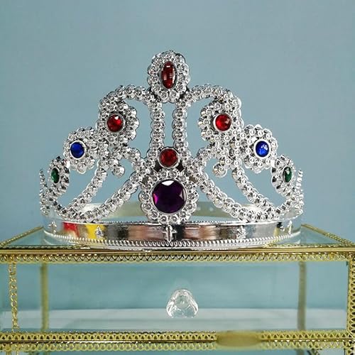 Haarschmuck, Kronen-Diademe für Damen, königlicher König, Kronprinzessin, Tiara, Kostümzubehör, Halloween-Partyzubehör (6 Queen Crown Silver) von AoBloom