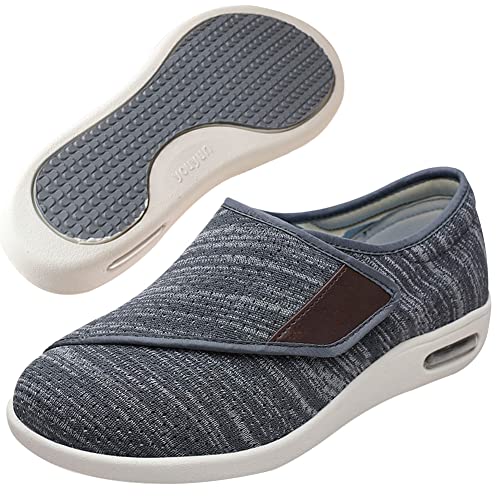 Aocase Bequem Turnschuhe Senioren Diabetiker Schuhe Herren Extra Weit Orthopädische Schuhe Diabetiker Schuhe für Geschwollene Füße Senioren Schuhe mit Klettverschluss,Darkgrey,37.5 EU von Aocase