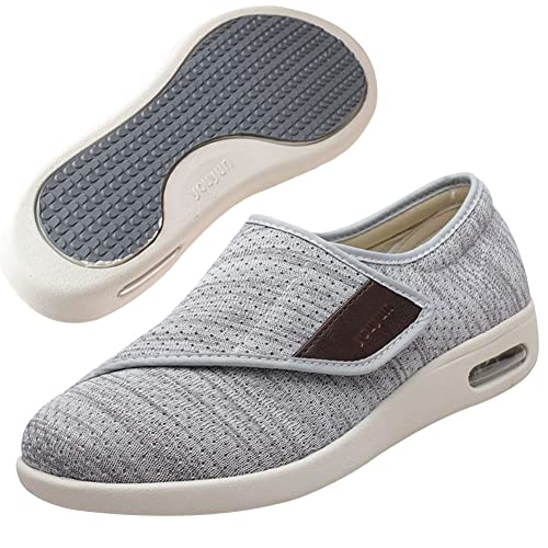 Aocase Bequem Turnschuhe Senioren Diabetiker Schuhe Herren Extra Weit Orthopädische Schuhe Diabetiker Schuhe für Geschwollene Füße Senioren Schuhe mit Klettverschluss,Lightgrey,37.5 EU von Aocase