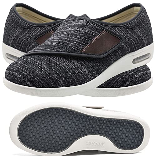 Aocase Damen Diabetiker Schuhe Herren Diabetiker Orthopädische Schuhe Senioren Schuhe Mit Klettverschluss Herren Diabetiker Hausschuhe,BlackGrey,45 EU von Aocase