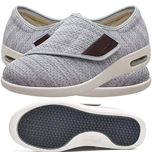 Aocase Damen Diabetiker Schuhe Herren Diabetiker Orthopädische Schuhe Senioren Schuhe Mit Klettverschluss Herren Diabetiker Hausschuhe,Lightgrey,44.5 EU von Aocase