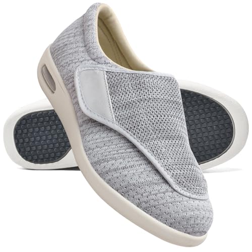 Aocase Diabetiker Schuhe Damen Extra Weit Turnschuhe Mit Klettverschluss Diabetiker Schuhe Herren Orthopädische Hausschuhe Extra Weit Freizeitschuhe,Lightgrey,38 EU von Aocase