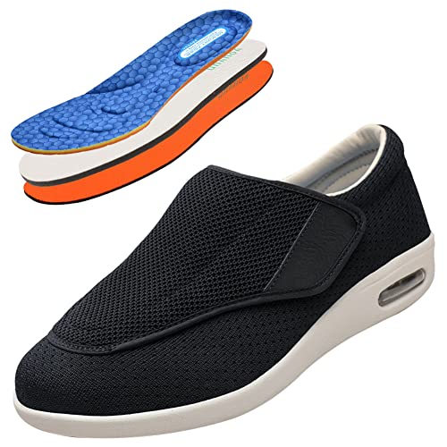 Aocase Gesundheitsschuhe Herren Orthopädische Herren Sneaker Schuhe Herren Sneaker Diabetiker Schuhe Damen extra weit Senioren Orthopädische Hausschuhe,Schwarz,46 EU von Aocase