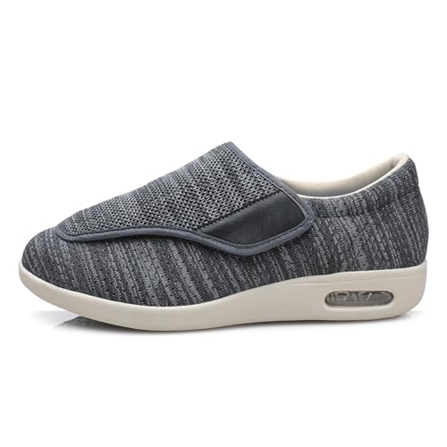 Aocase Hausschuhe Klettverschluss Senioren Diabetiker Schuhe Herren Geschwollene Füße Ohne Schnuersenkel Slip-on Schuhe Diabetes Walking Schuhe Orthopädische Turnschuhe,Darkgrey,38 EU von Aocase