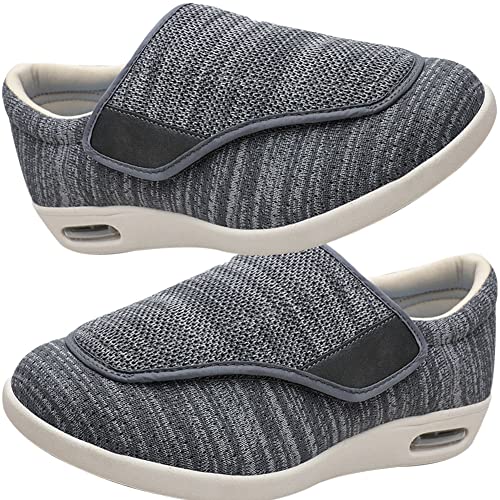 Aocase Hausschuhe Klettverschluss Senioren Diabetiker Schuhe Herren Schlüpfen Schuhe für Breite Füße Weit Gesundheit Sneaker Klettverschluss Breit Halbschuhe,Darkgrey,37.5 EU von Aocase