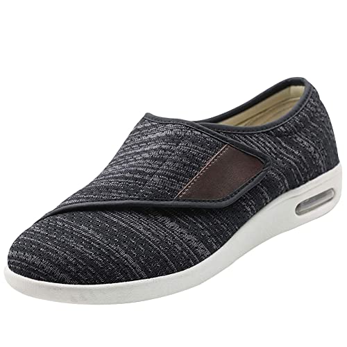 Aocase Herren Diabetiker Ödem Schuhe für Geschwollene Füße Senioren Schuhe Therapieschuhe Gesundheitsschuhe Mesh Atmungsaktiv Walking Sneakers,BlackGrey,36 EU von Aocase