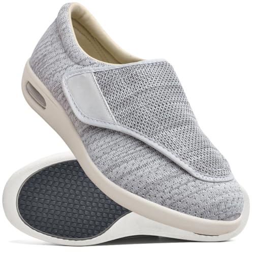 Aocase Herren Diabetiker Orthopädische Schuhe Herren Diabetiker ödeme Schuhe Herren Diabetiker Wanderschuhe Ödem-Schuhe für Geschwollene Füße Fußgewölbe,Lightgrey,37 EU von Aocase