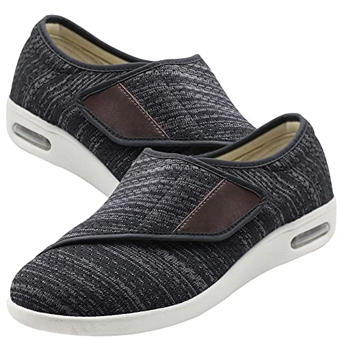 Aocase Herren Diabetiker Orthopädische Schuhe Schuhe Extra Weit Herren Senioren Schuhe Mit Klettverschluss Herren Diabetiker Hausschuhe,BlackGrey,38 EU von Aocase