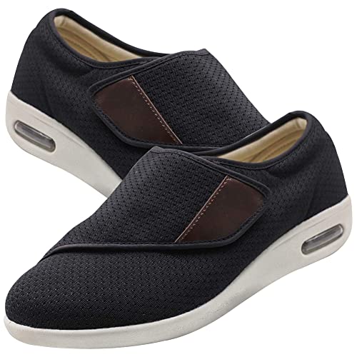 Aocase Herren Diabetiker Orthopädische Schuhe Schuhe Extra Weit Herren Senioren Schuhe Mit Klettverschluss Herren Diabetiker Hausschuhe,Schwarz,40 EU von Aocase