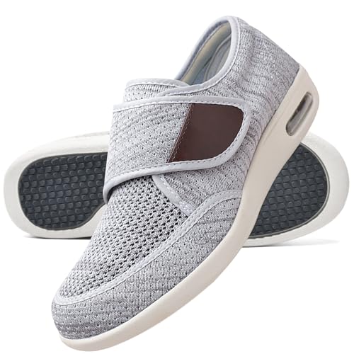 Aocase Herren Diabetiker Wanderschuhe Ödem-Schuhe für Geschwollene Füße Fußgewölbe Unterstützung Orthopädische Sneaker Atmungsaktive und Bequeme Schuhe,Light Gray,46 EU von Aocase