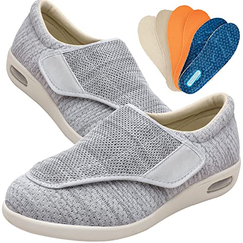 Aocase Herren Diabetiker ödeme Schuhe Herren Diabetiker Wanderschuhe Ödem-Schuhe für Geschwollene Füße Fußgewölbe Unterstützung Orthopädische Sneaker,Lightgrey,40 EU von Aocase