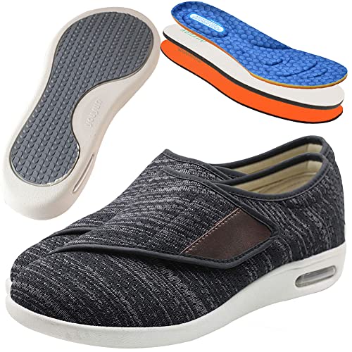 Aocase Verbandschuhe Herren Extra Weit Herren Diabetiker Orthopädische Schuhe Senioren Schuhe Mit Klettverschluss Herren Diabetiker,BlackGrey,40.5 EU von Aocase