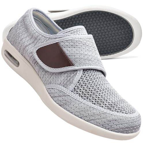 Diabetiker Schuhe Herren Geschwollene Füße Diabetes Walking Schuhe Bogen Unterstützung Orthopädische Turnschuhe Medizinische Schuhe Rehaschuhe,Light Gray,41 EU von Aocase