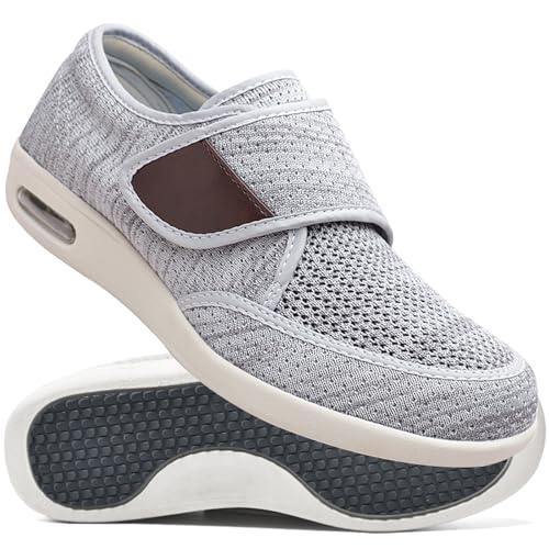 Plantarfasziitis Schuhe Herren breite Passform Walkingschuhe für Diabetiker orthopädische geschwollene Füße Unterstützung leicht bequem und atmungsaktiv für drinnen und draußen,Light gray,44.5 EU von Aocase