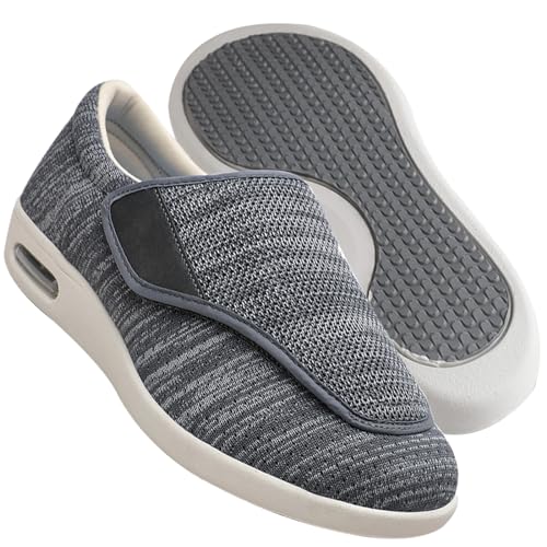 Schuhe Herren Extra Breit Diabetiker Verbandschuhe Herren Extra Weit Sandalen für Geschwollen Füße Slip On Sneakers Herren Walkingschuhe,Darkgrey,37.5 EU von Aocase