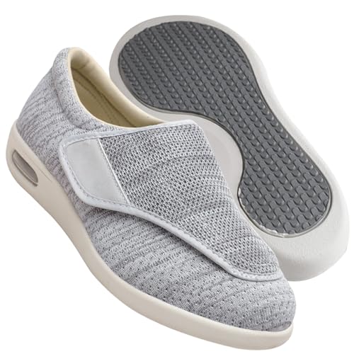 Schuhe Herren Extra Breit Diabetiker Verbandschuhe Herren Extra Weit Sandalen für Geschwollen Füße Slip On Sneakers Herren Walkingschuhe,Lightgrey,35 EU von Aocase